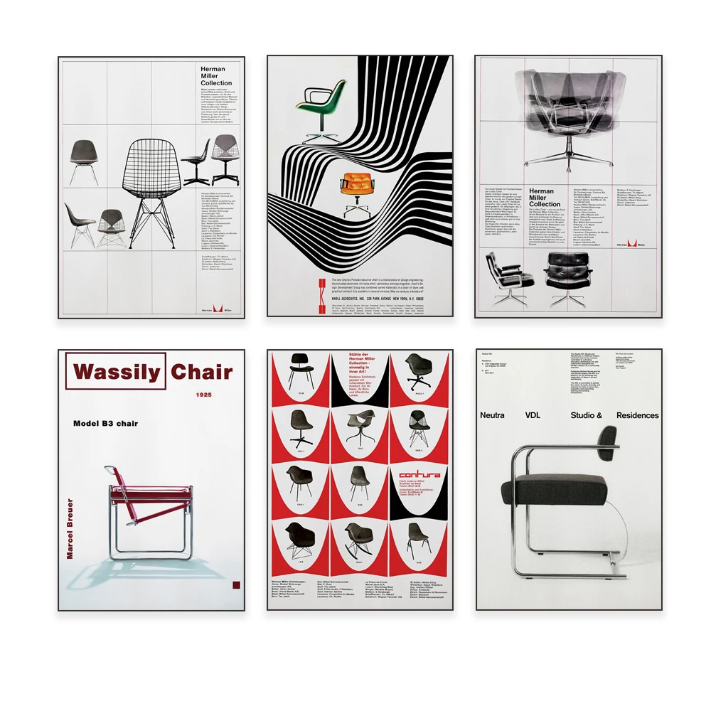 Bauhaus chair poster, Wassily chair poster, Bauhaus wall art, iconic mid century chair poster, furniture design, home decor