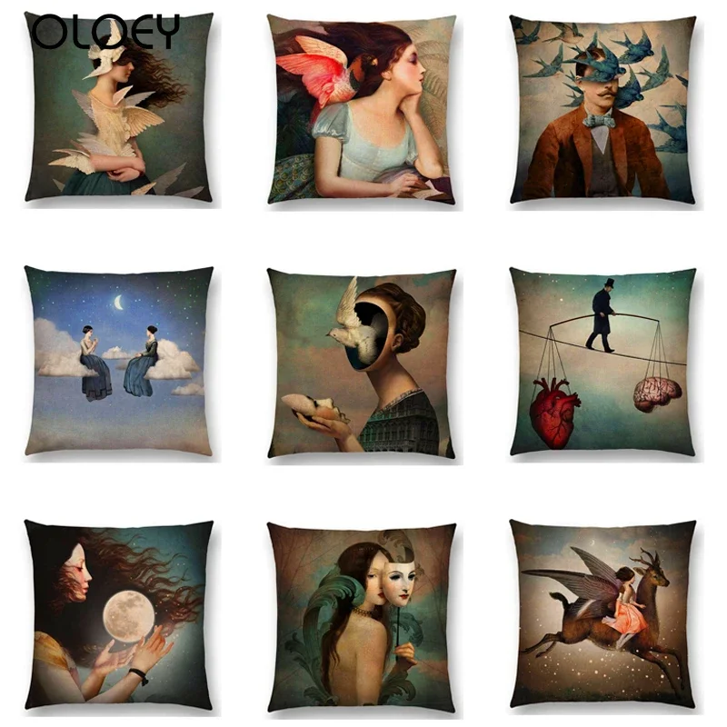 Pillow Cover Elegant Lady Lovely Girl Shakespeare Plays Fantasy Painting Heart Free Wish Sea Cushion Cover Sofa Throw PillowCase