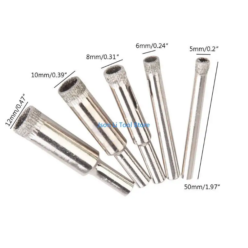 Y08D 5 Pcs 5-12mm Ceramic Hole Drilling Bits for Manual Electric Drill Diamond Hole Drill Bit Set Rust-resistant