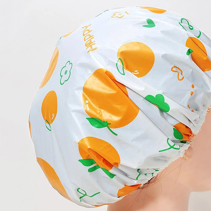 Topi mandi dapat digunakan kembali, dengan pita elastis, topi mandi tebal tahan air untuk wanita sempurna untuk penggunaan Salon rambut dan rumah