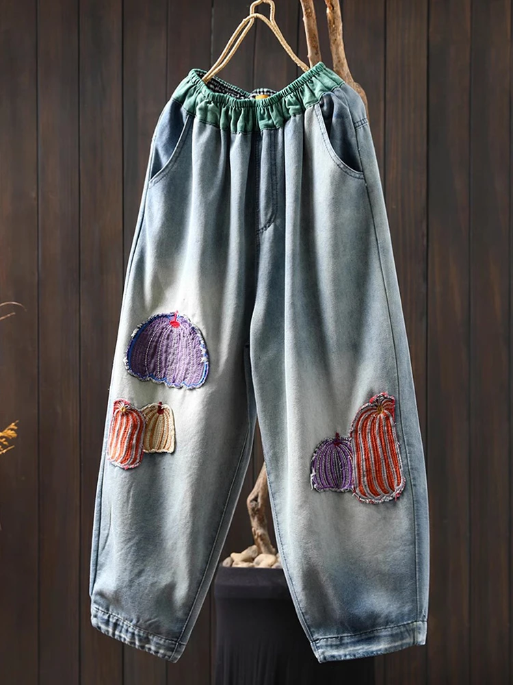 

Women Ankle-length Casual Jeans New Arrival 2025 Spring Vintage Style Streetwear Appliques Loose Female Denim Harem Pants M1129
