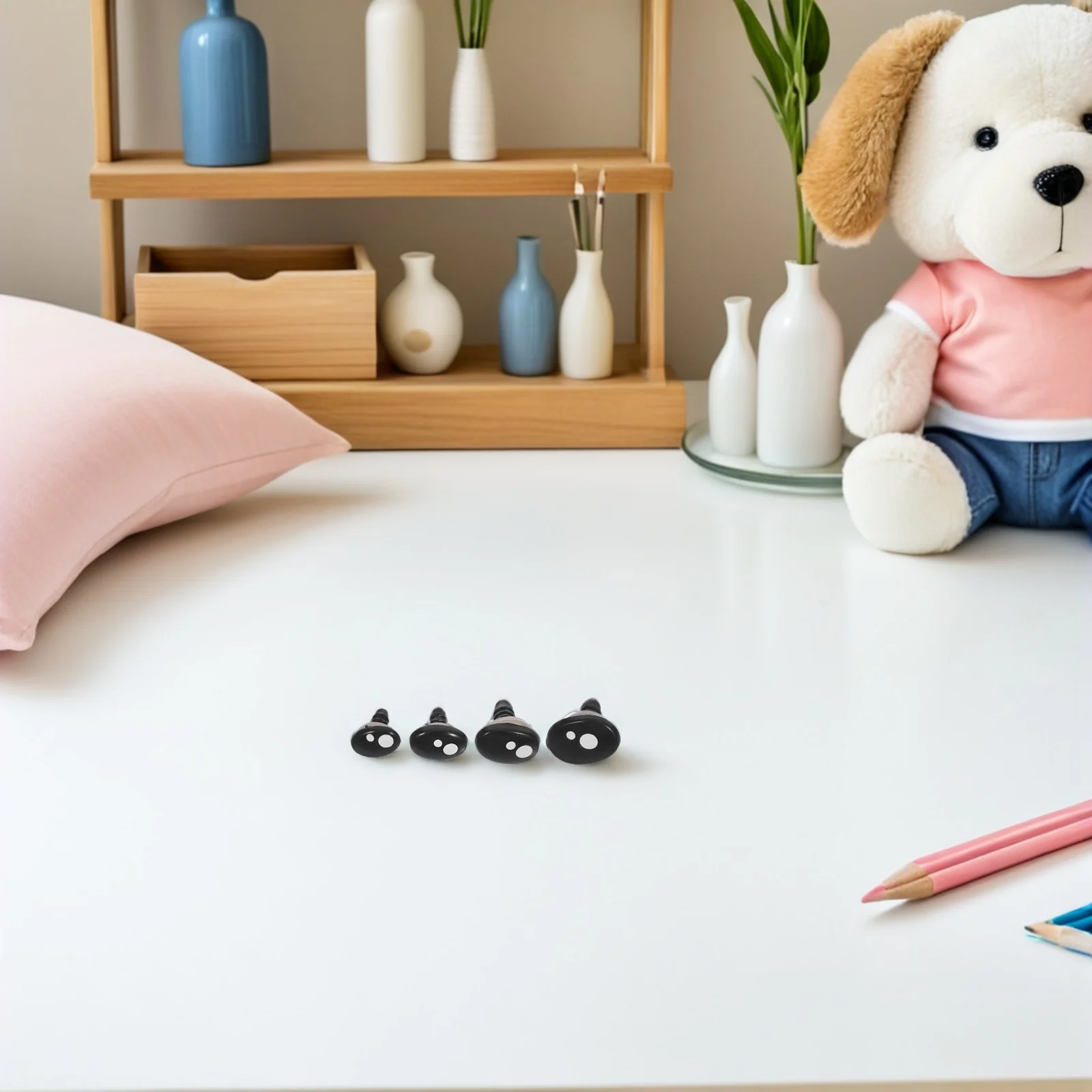 

1Set Oval Black Plastic Eye Nose Combo for Handmade Projects Enhanced Realism White Dot Detail Safety Fixings Ideal for Crochet