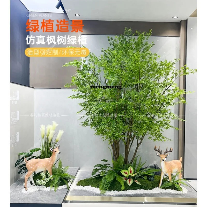 Simulated red maple tree green plant landscaping shopping mall hotel teahouse indoor bionic plant fake maple leaf