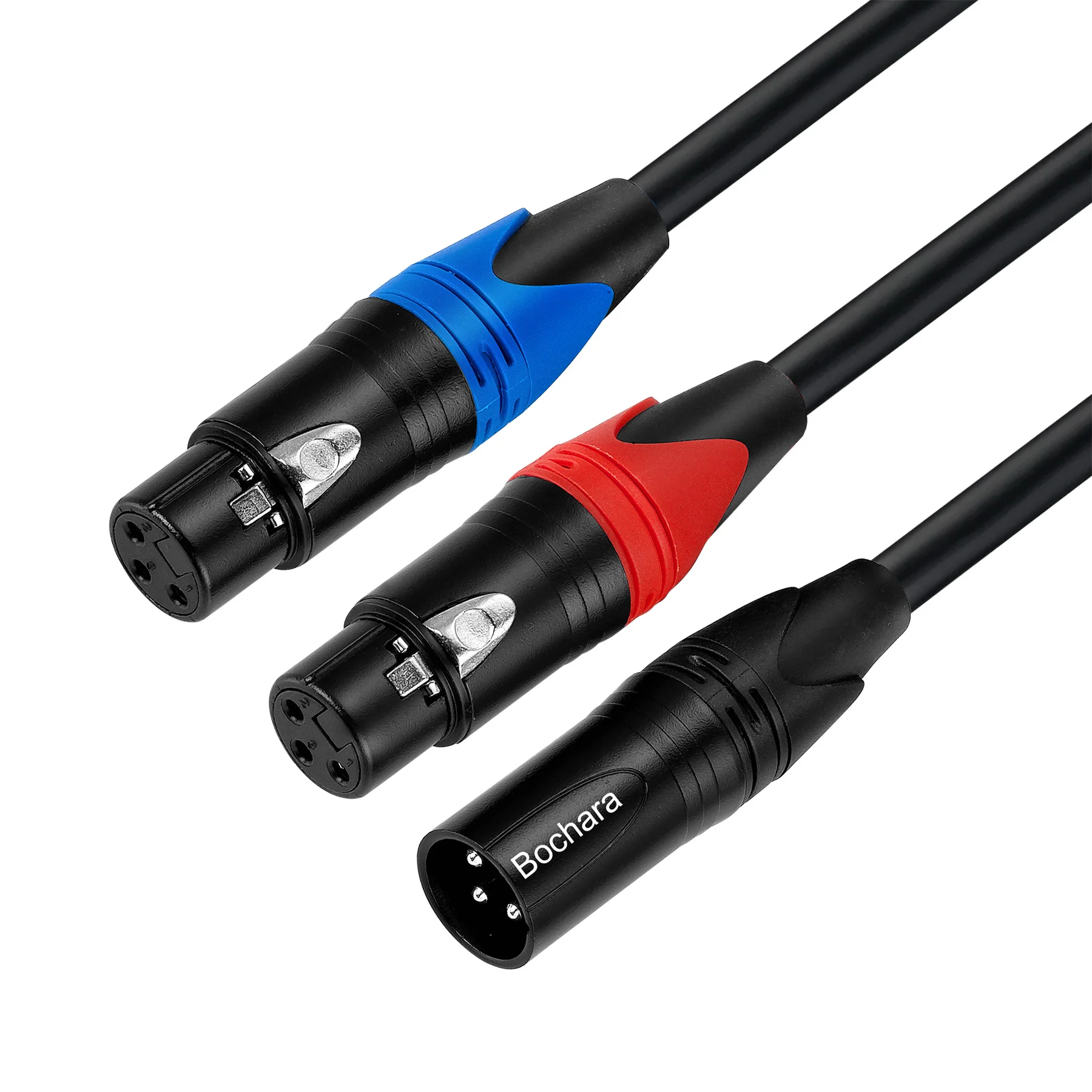 Bochara 50cm 3Pin Balanced XLR Male to Dual XLR Female Splitter Cable Foil+Braided Shielded For Microphone Mixer Amplifier