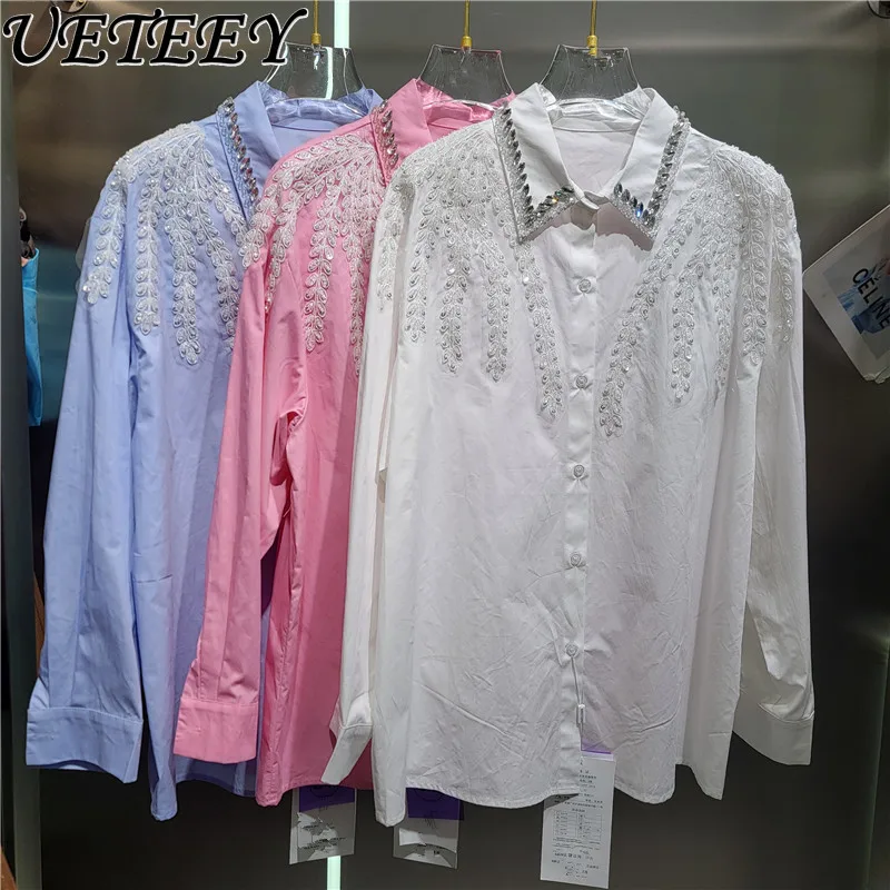 

Женская рубашка Heavy Craft Drill с длинным рукавом, новинка весны 2026, красивая уникальная элегантная блузка, высококачественный топ с отложным воротником