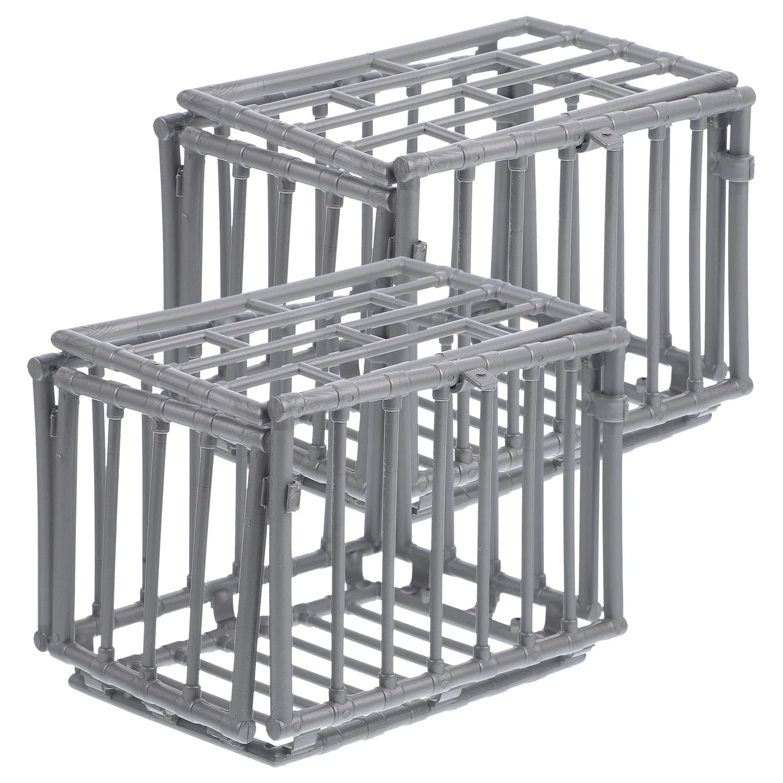 

2 Pcs Fairy Garden Accessories Grid Basket Model Tiny Cage Decorate Mini Miniature Kit