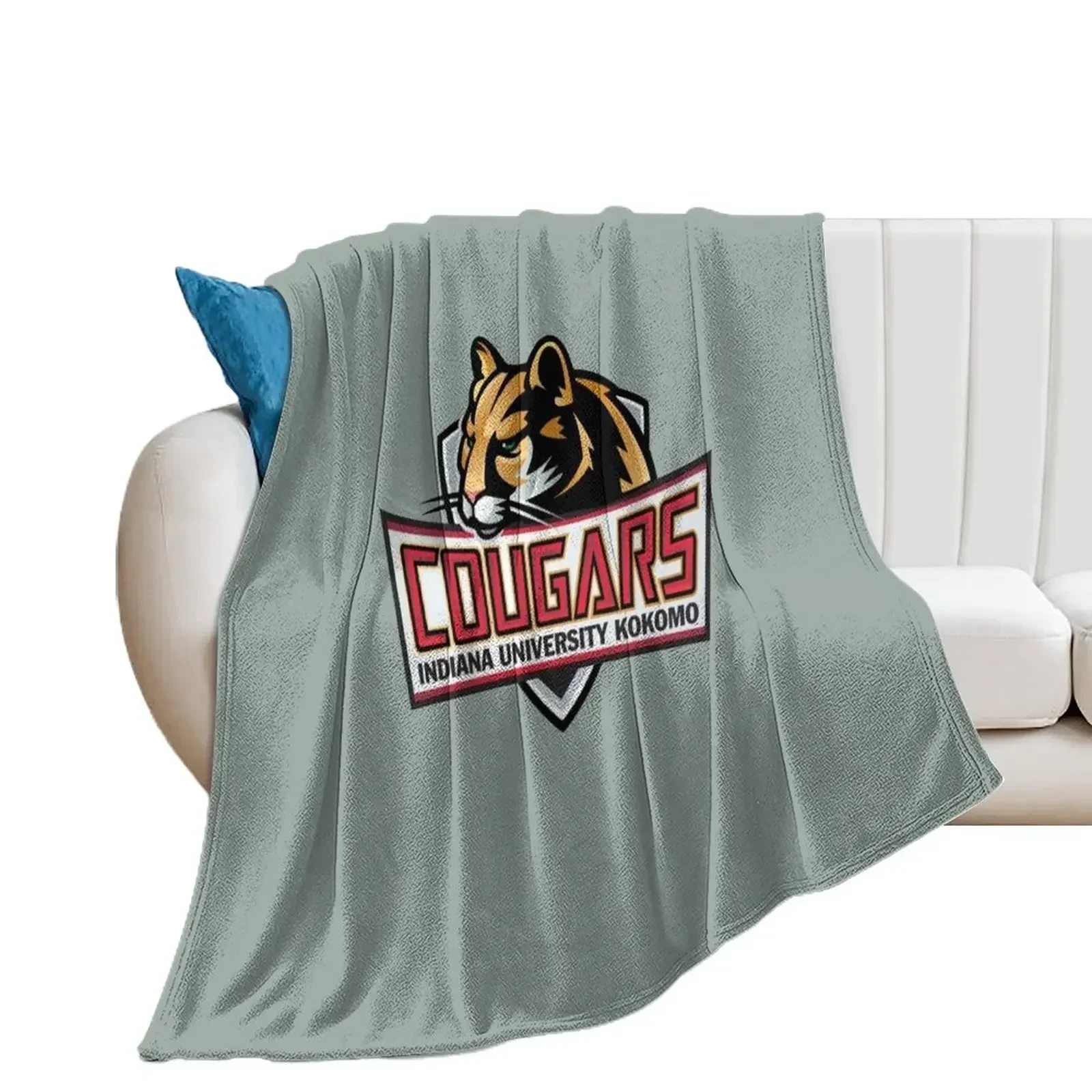 The Indiana U Kokomo Cougar Throw Blanket heavy to sleep Plaid on the sofa Blankets