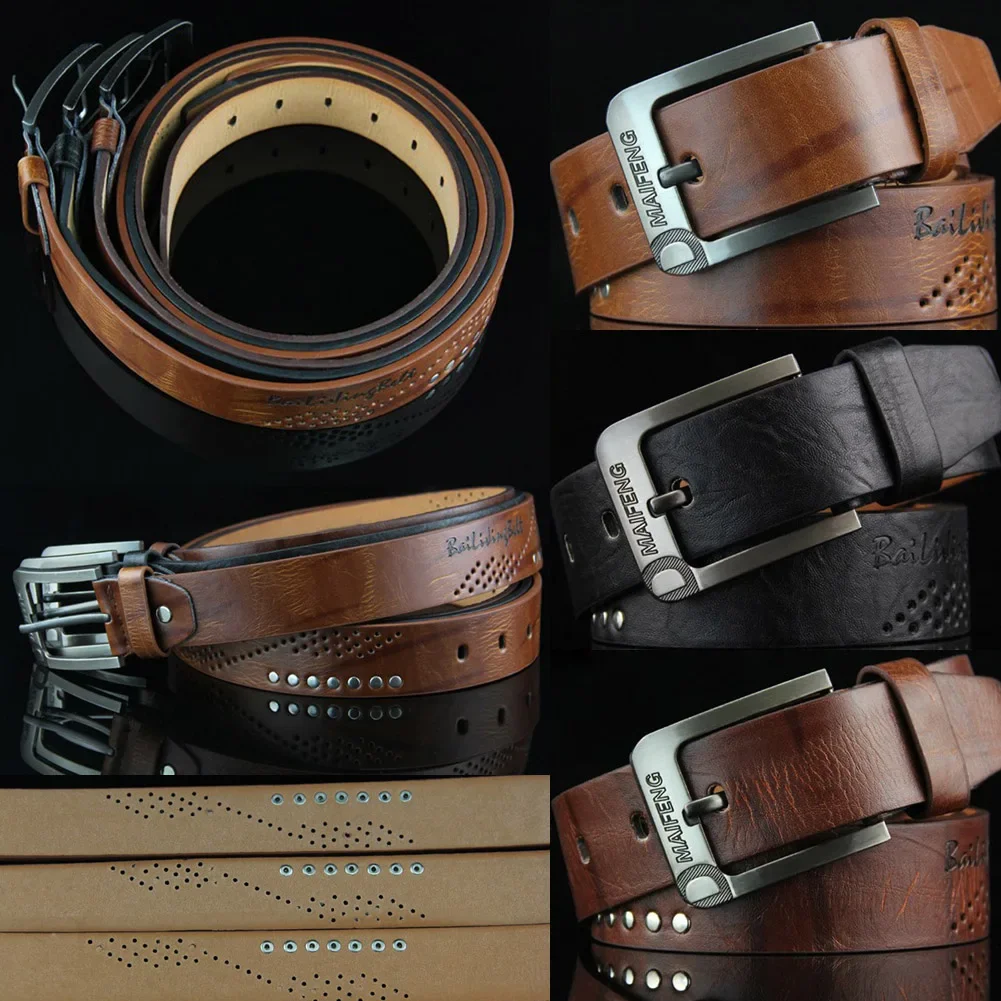 

2024 New Leather Luxury Strap Male Belts for Men New Fashion Casual Classic Vintage Pin Buckle Men's Waist Belt High Quality