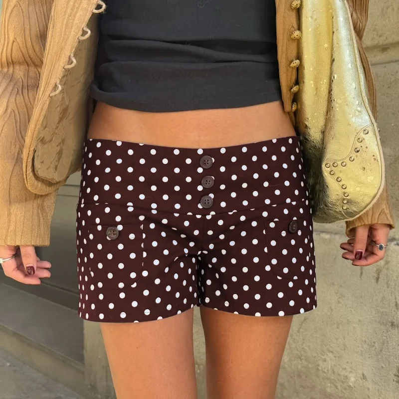 النساء Y2k البولكا نقطة السراويل المطبوعة لطيف منخفضة الارتفاع سراويل بوكسر لطيف صالة السراويل قيعان مريح النوم السراويل الشارع الشهير #4