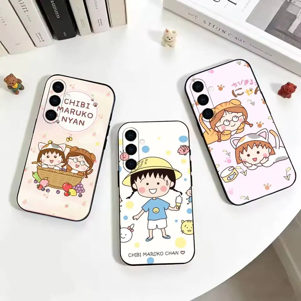Classic Animechibi maruko-chan Phone Case For Samsung Galaxy A73, A72,A70,A53,A52,A51,Soft Silicone Black Cover