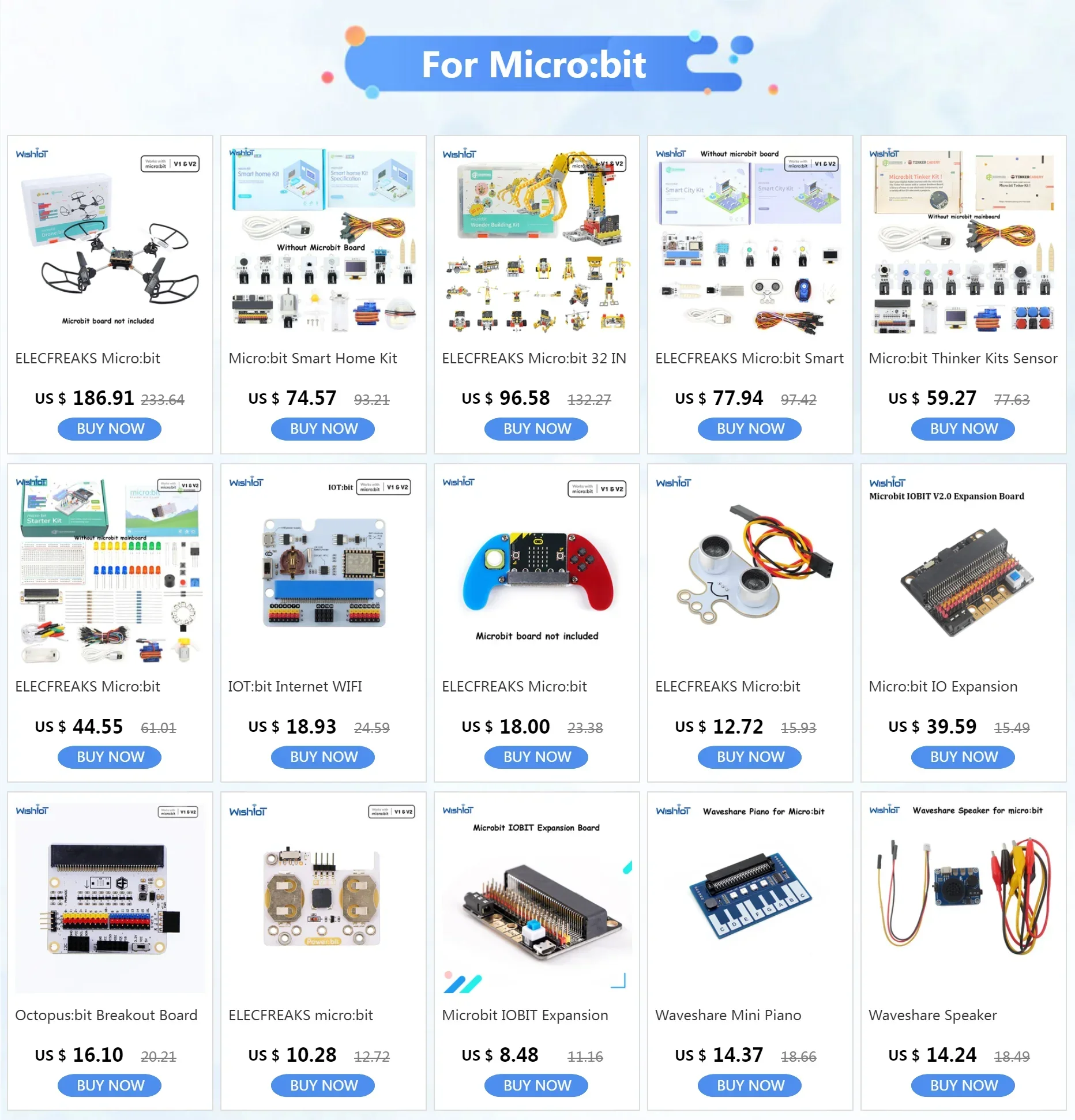 ELECFREAKS Micro:bit 32 IN 1 Wonder Building Kit Wukong Erweiterungsplatine für Puzzle-Bausteine Microbit Kids Fun Coding STEM