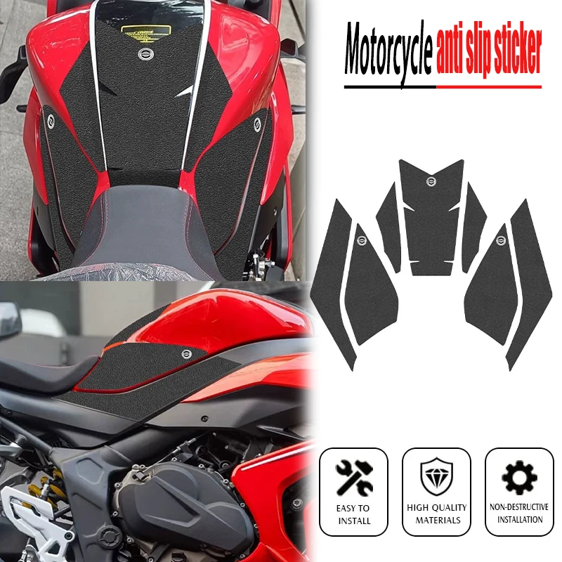 New Tank Traction Pad Side Gas Knee Grip Protector Anti slip sticker 3M Black Motorcycle For QJMOTOR SRK800RR GSR800 SRK600RS