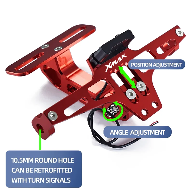 For YAMAHA XMAX X-MAX 125 250 400 Motorcycle Adjustable Rear Tail Tidy License Plate Holder Bracket LED Light Accessories