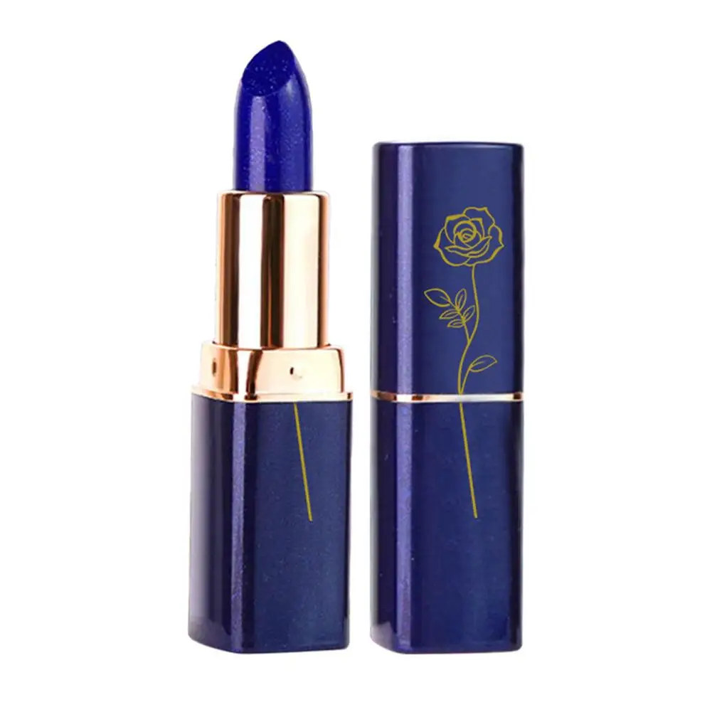 Lápiz Labial Mágico que Cambia de Color Azul-Rosa, Lápiz Labial Azul Brillante que Cambia de Color, Bálsamo Labial Humectante de Larga Duración, Cosméticos para Mujer