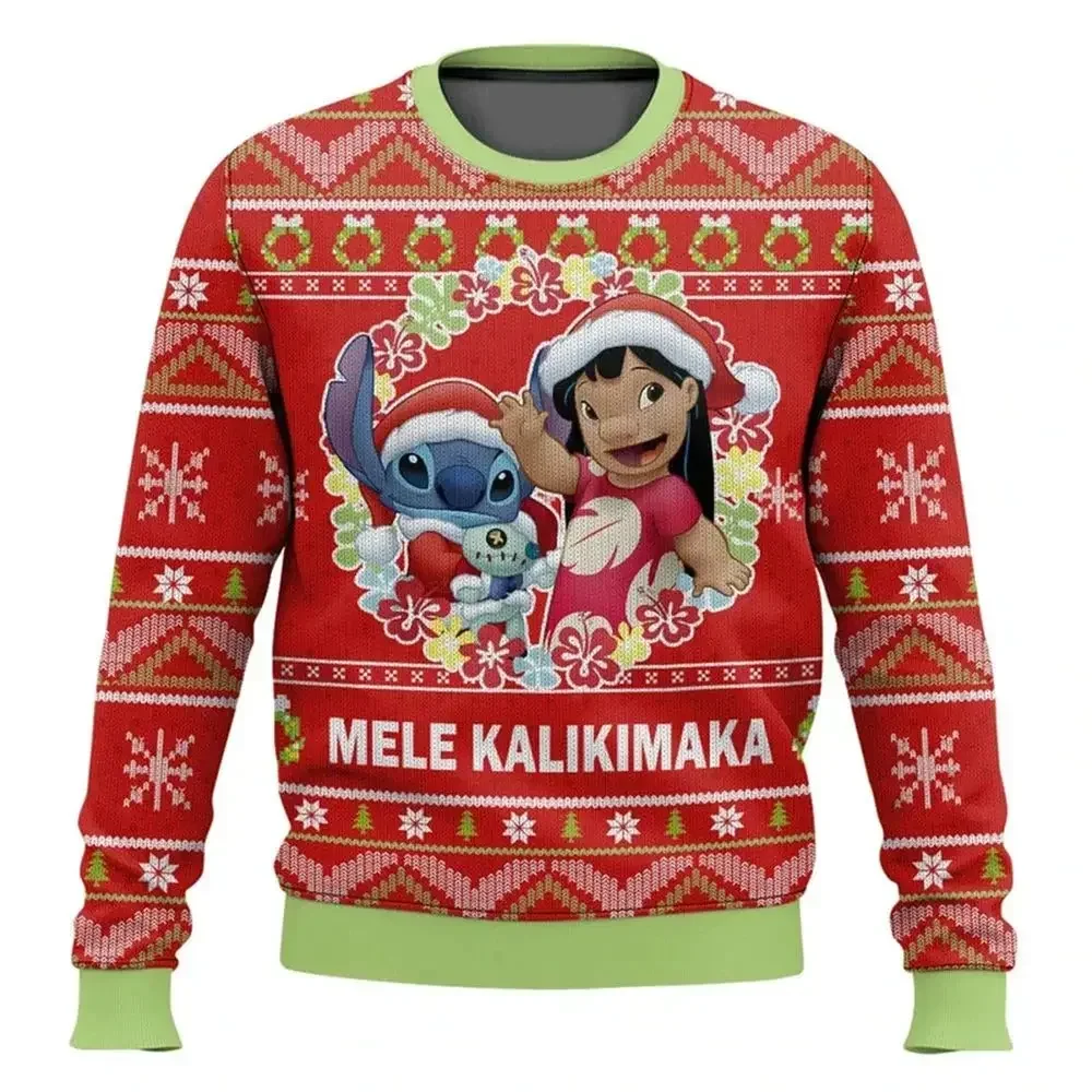 2025 جديد ديزني غرزة عيد الميلاد سترة قبيحة هوديي أوهانا عيد الميلاد شتاء دافئ للرجال والنساء طبعة محدودة