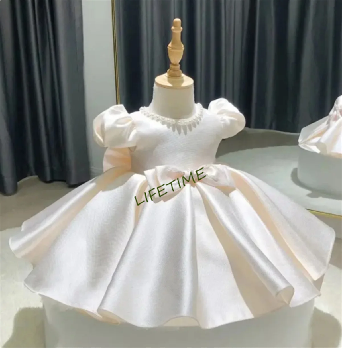 Ivory White Flower Girls Dresses Cute Baby Birthday Princess Clothing Costume Infant Kids Party Christening Vestidos