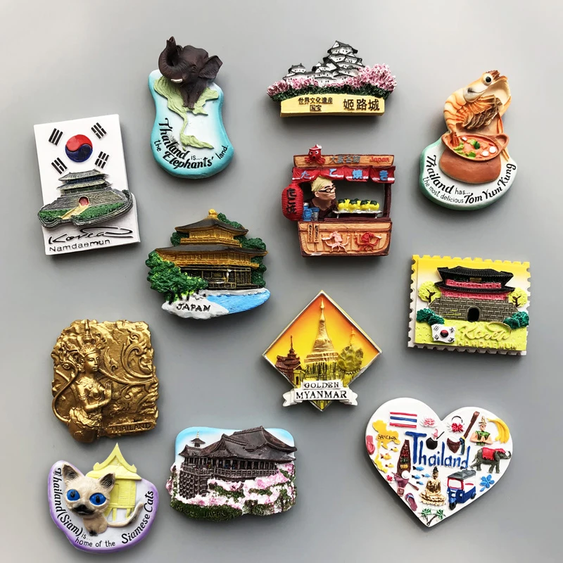 Country Fridge Magnets France Korea Japan Kyoto Thailand Myanmar Fridge Magnet Sticker World Travel Souvenir Magnetic