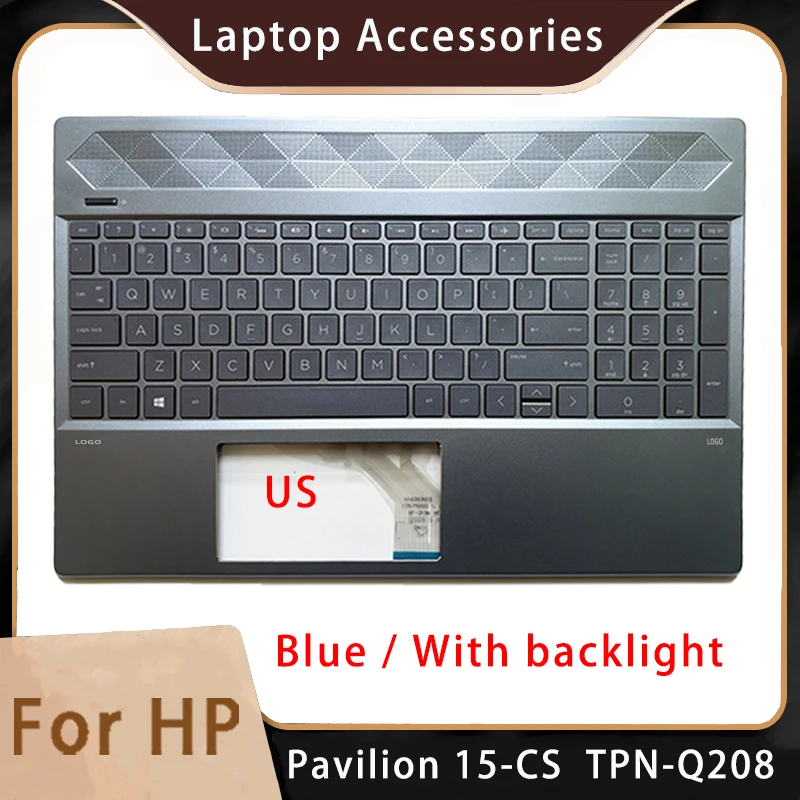 ใหม่สําหรับ HP Pavilion 15-CS TPN-Q208; เปลี่ยนแล็ปท็อปอุปกรณ์เสริม US แป้นพิมพ์ Backlight Blue