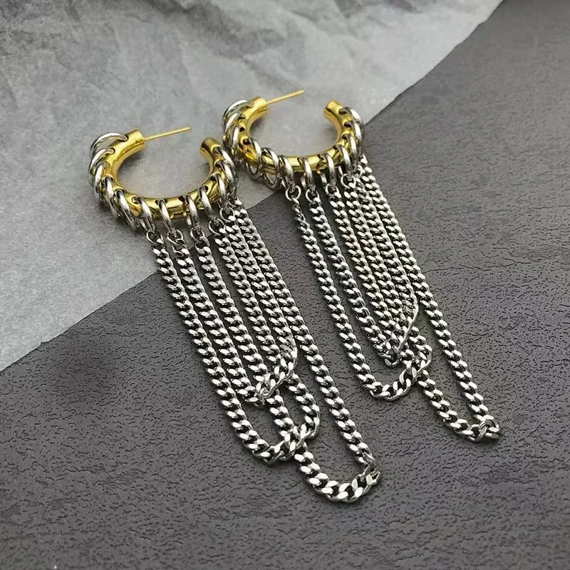 XINYI Exaggerated Long Tassel Earrings For Women European American Personality Punk Jewelry Fashion Accessories