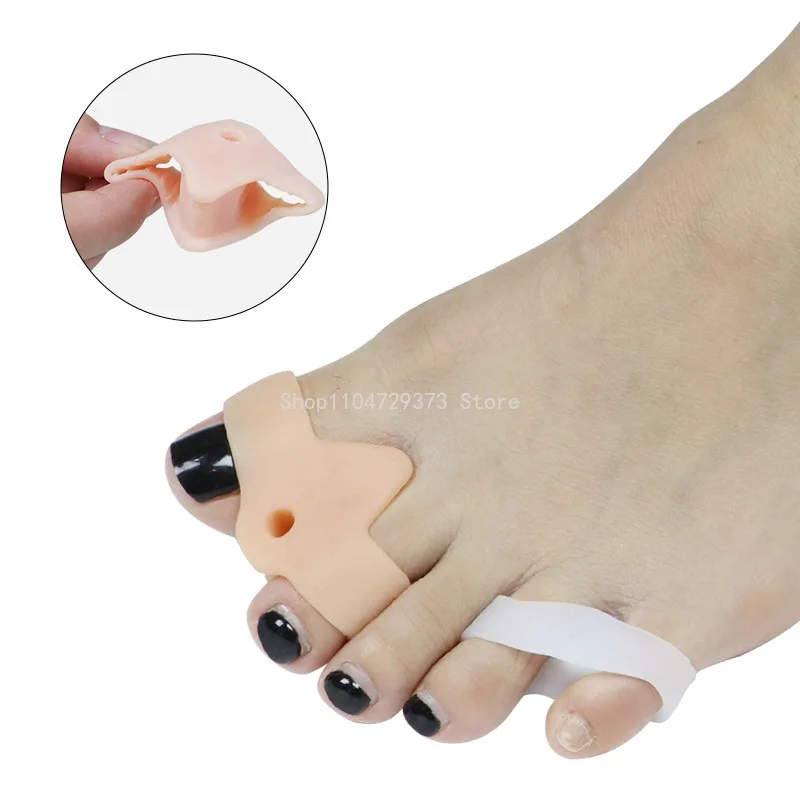 1 paar Silikon Zwei Loch Zehenspreizer Gel Fuß Finger Schutz Bunion Orthopädische Hallux Valgus Schutz Haarglätter Pediküre