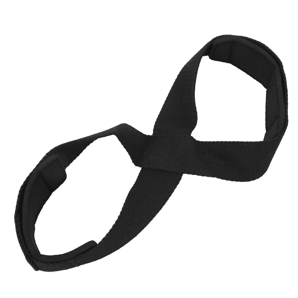 2pcs Weightlifting Antislip Figure 8 Lifting Straps Black Padded Weightlifting Straps Deadlifting Straps Power Training