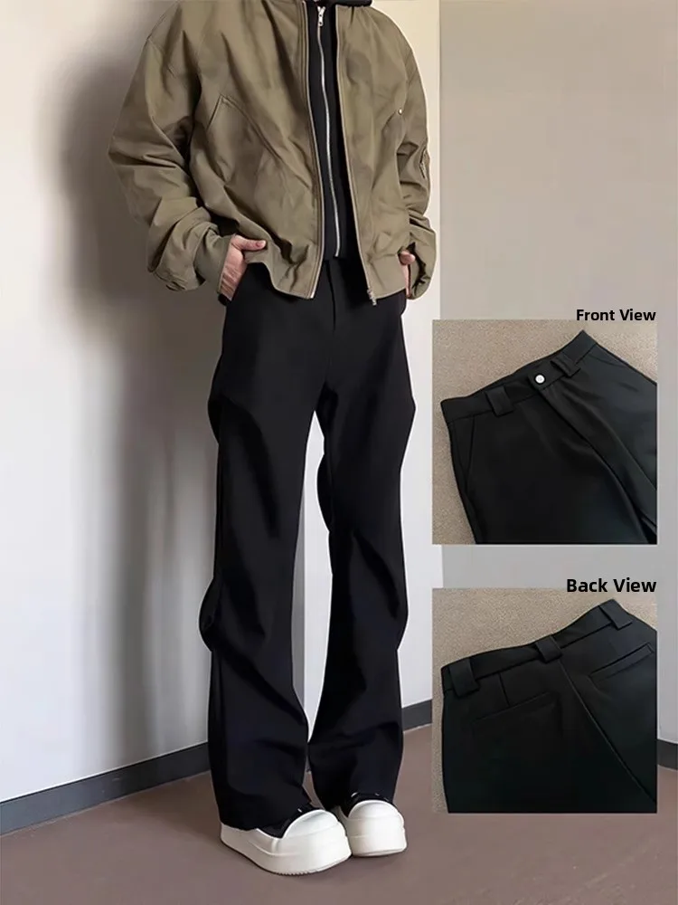 

Мужские повседневные брюки Bla: весна-осень, американский ретро-дизайн, плиссированные, приталенные, в стиле High Street, для работы, прямой крой