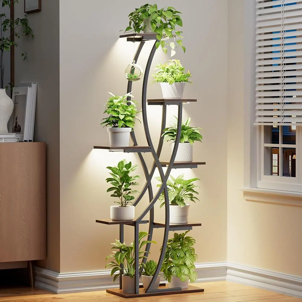 

Plant Stand Indoor With Grow Light, 55"" Plant Shelf For Indoor Plant Multiple, 7 Tiered Metal Corner Plant Stand Plant Holder