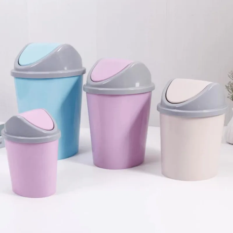 Shaped Creative Rocking Lid Trash Can Home Bathroom Bedroom Desktop Garbage Storage Box LivingRoom Covered Flip-top Paper Basket