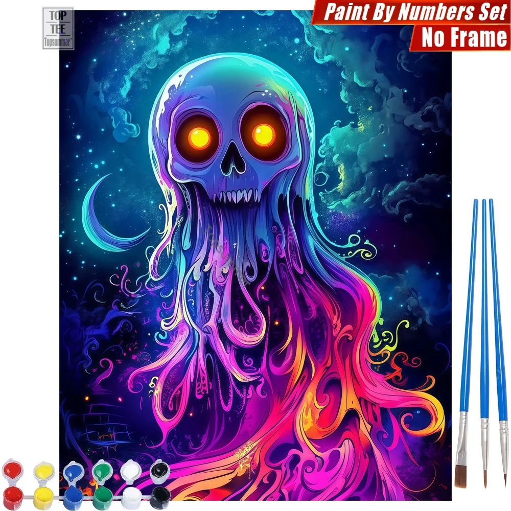 

Jellyfish Skull Fantasy Painting By Numbers Set - Skull Jellyfish Stars Home Bedroom Decor Christmas Gift For Friend