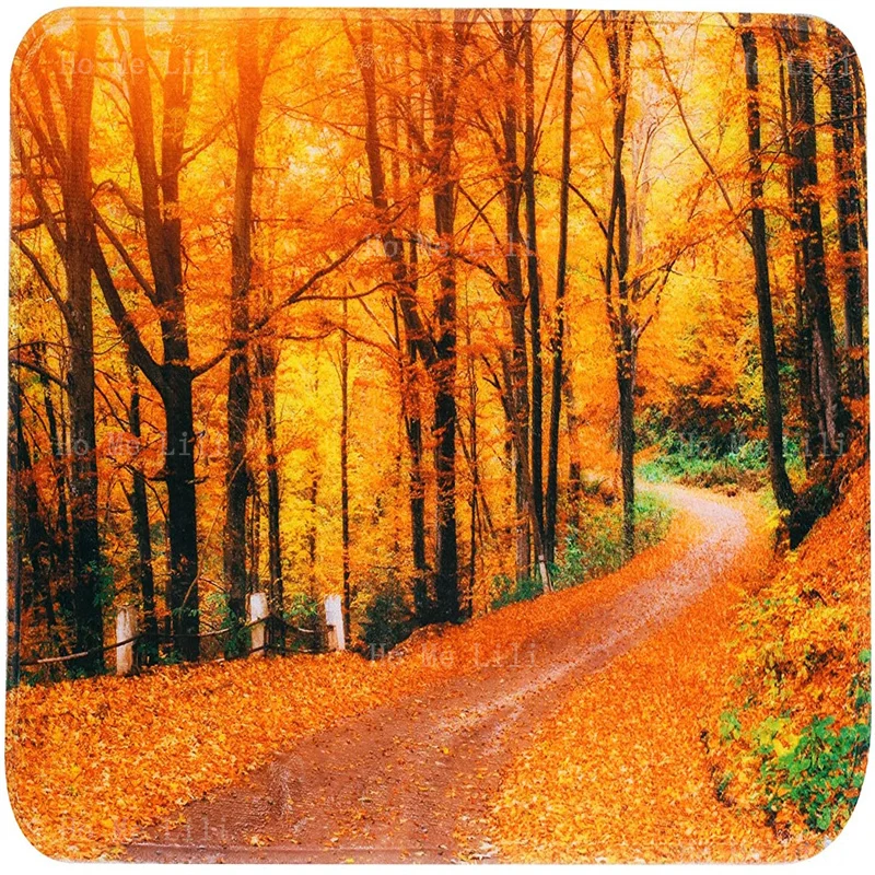 Autumn Flannel Floor Rugs Golden Leaf Be Full Of The Street Alameda Romantic Scenery Soft Carpet Fall Thanksgiving Decorations