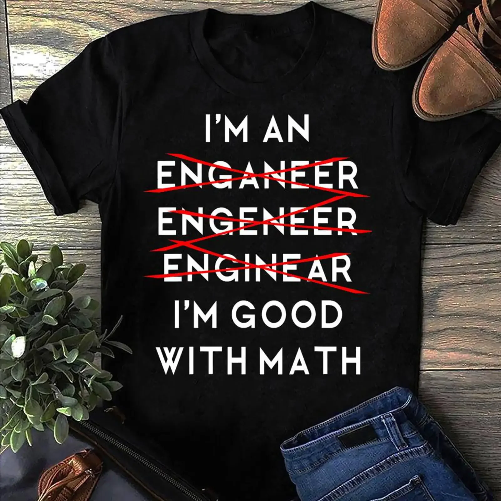 T-shirt drôle avec blague d'ingénieur au maladroitisme orthographique, « Je suis bon en mathématiques », sarcastique pour les passionnés d'ingénierie, les nerds, les geeks, les amateurs de sciences, décontracté et vintage