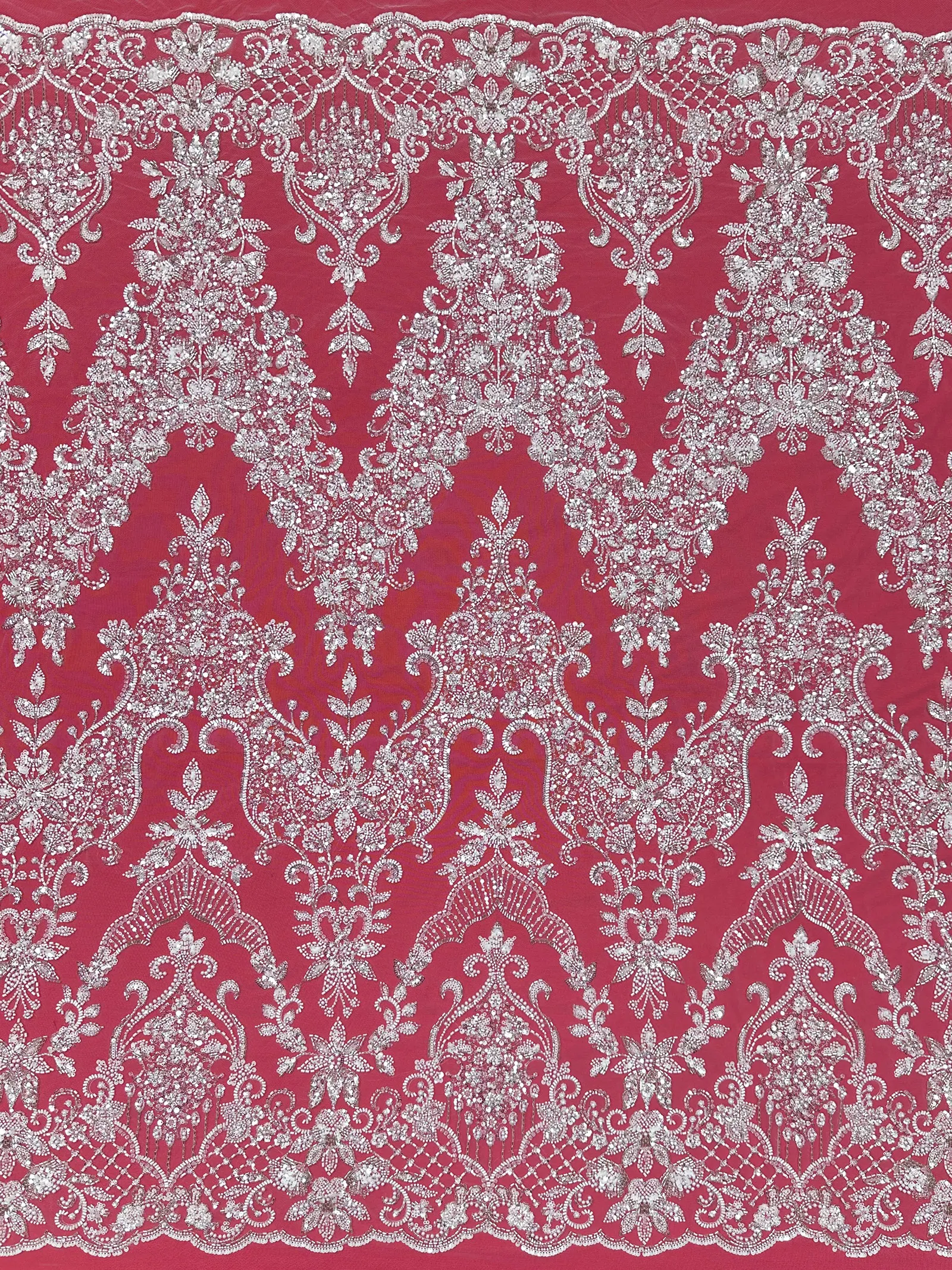 Hochwertiger französischer handgefertigter bestickter Spitzenstoff mit Perlen, afrikanischer nigerianischer Pailletten-Spitzenstoff zum Nähen von Hochzeits-Brautkleidern – Detail 12