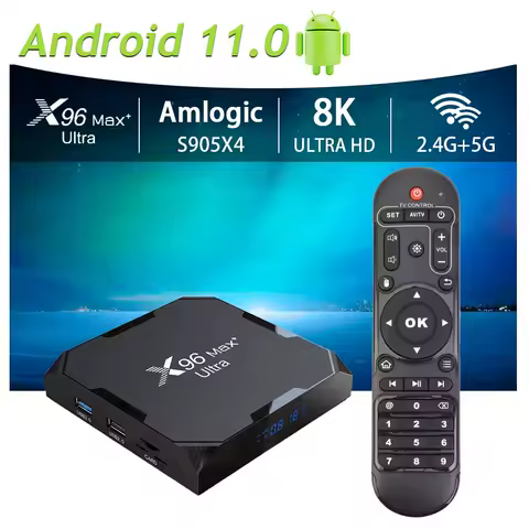 Original X96 Max Plus Ultra Android11 TV Box Amlogic S905X4 4G 32G/64G 2.4G&amp;5.0G Dual WIFI USB3.0 8K HD Set-Top Box PK X96 max+