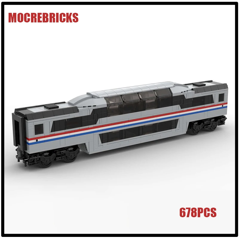 MOC Modern City Train Series New Metroliner Dome Car Passenger Carriage Building Blocks Assembly Model Puzzle Bricks Toys Gifts