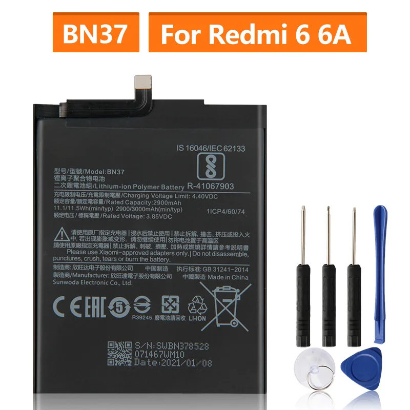 Replacement Battery For Xiaomi Mi Redmi6 Redmi 6 Redmi 6A Redrice 6 BN37 Rechargeable Phone Battery 3000mAh