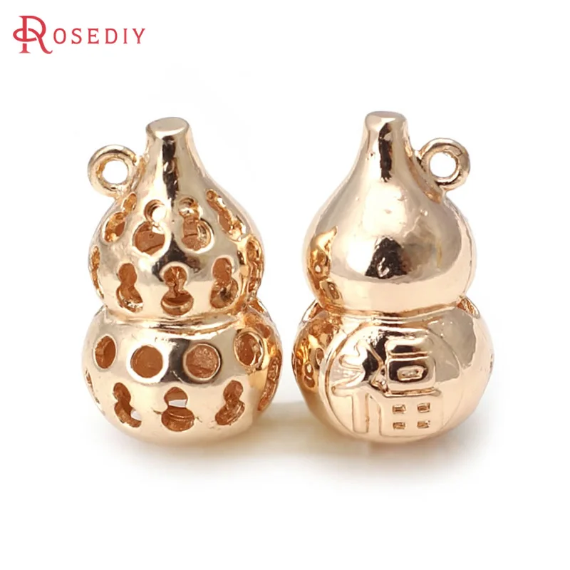 10PCS 18K Gold Color Brass Gourd Charms Pendants High Quality Jewelry Making Supplies Necklace Earrings Accessories for Women