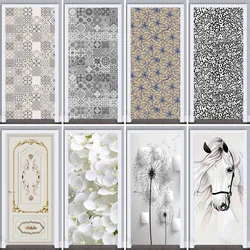 Self-Adhesive Door Sticker Modern Simple White Geometric Morocco Horse Door Mural Living Room Bedroom Waterproof 3D Stickers