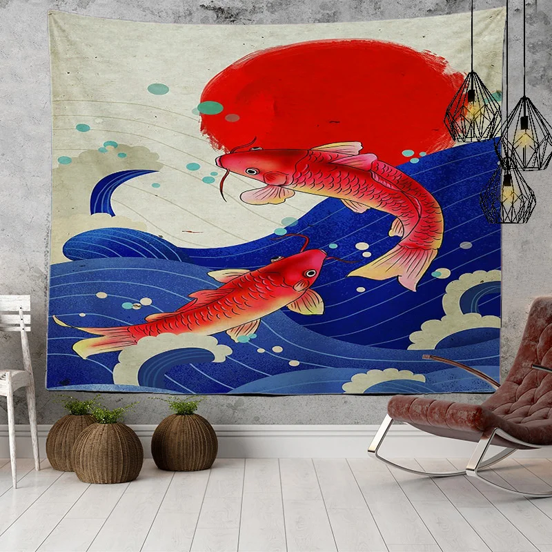 Japanese Kanagawa Big Wave Tapestry Psychedelic Tapestry Teen Indie Room Decor Macrame Wall Hanging Large Fabric Wall Tapestry