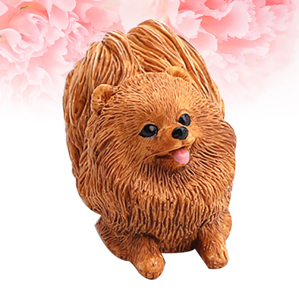 

Animal Children's Solid World Dog Model Pomeranian Pet Figure Toy Ornament (White) Decor Brown Simulated Lifelike Office