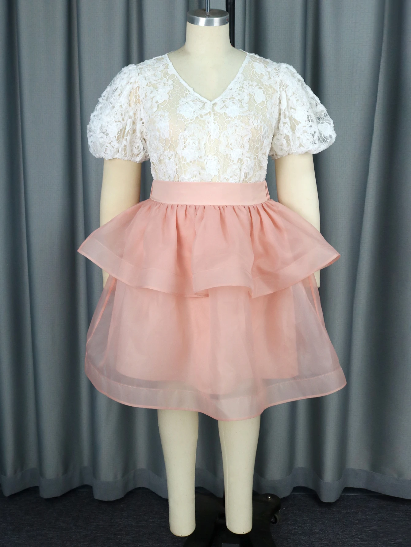 AOMEI-Ensemble 2 pièces en dentelle rose pour femme, robe mignonne pour fête d'anniversaire, vêtements de club, été, nouveau, 2024