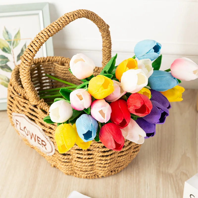 

1PC Mini PU Tulips Artificial Flowers Real Touch Artificiales Para Decorar Mini Tulip For Home Wedding Desk Decoration Flowers
