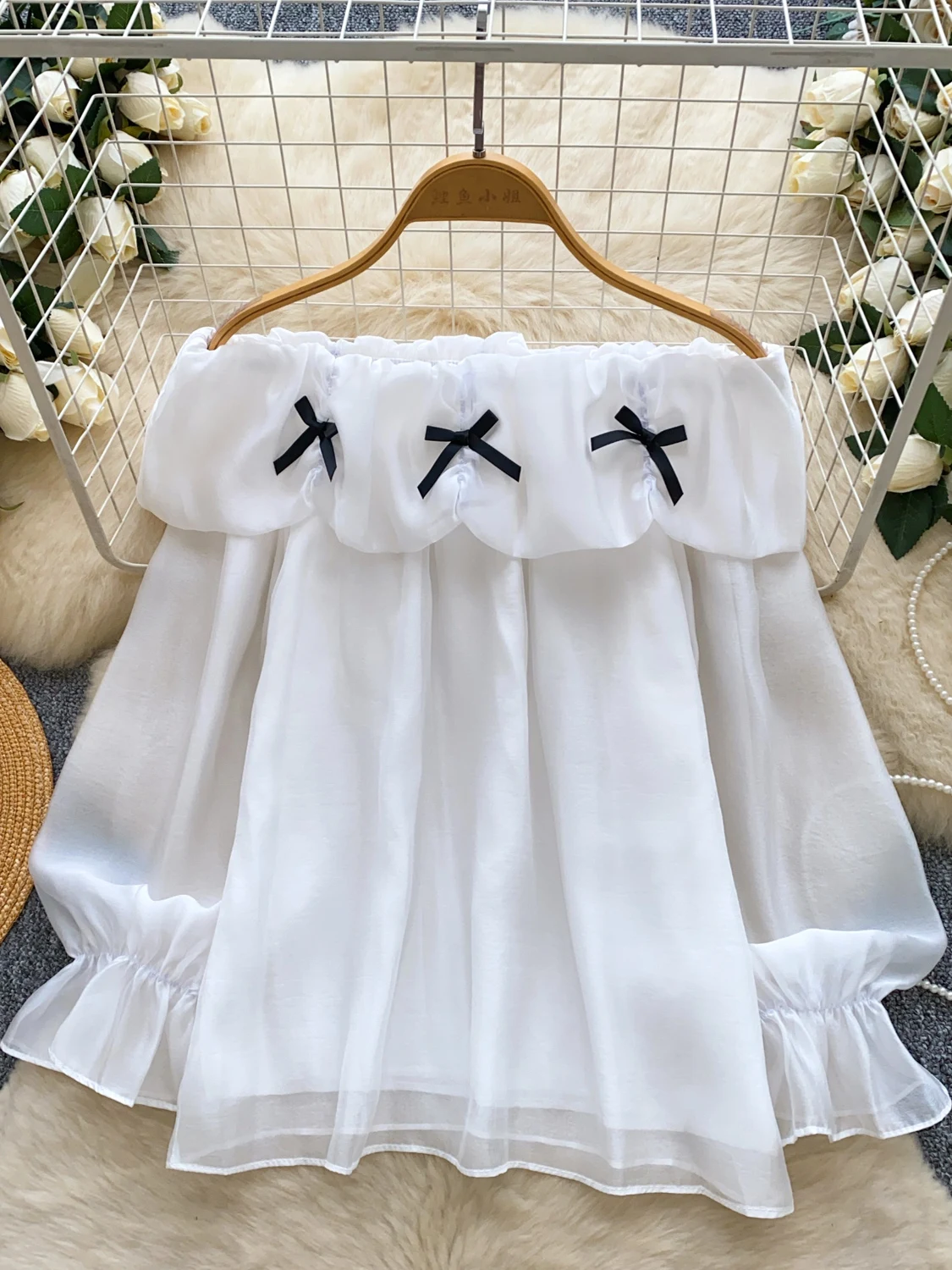 

Женский топ свободного кроя French Sle с узлом на одно плечо Me irt Autumn Faion Gentle Personali Long Sve Top