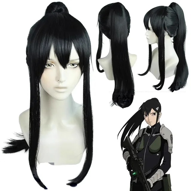 Anime Ashiro Mina nakrycia głowy peruki do Cosplay akcesoria do kostiumów Kaiju Cosplay numer 8. czarne długie peruki włosy kostium na Halloween rekwizyty