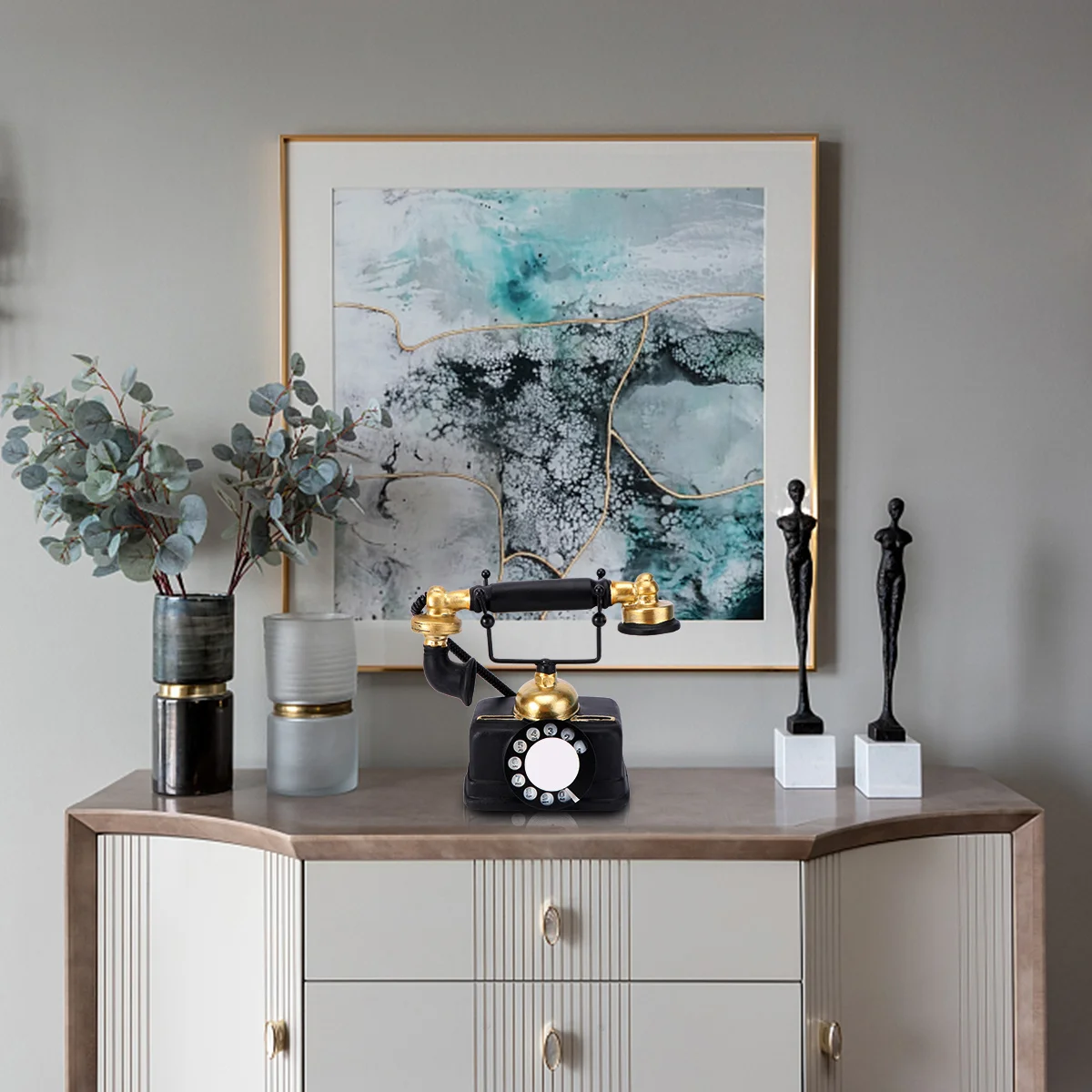 

1Pcs Vintage Nostalgia Telephone Retro Desktop Decoration Creative Ornament for Living Room Office Desk Vintage Table Adornment