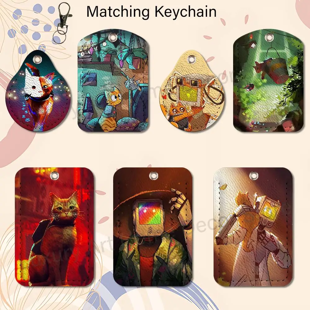 Game Orange S-Stray Cute Cat Holder Keychain For  Work Card Bank Business Holder Student Card Protective Case Bus Card
