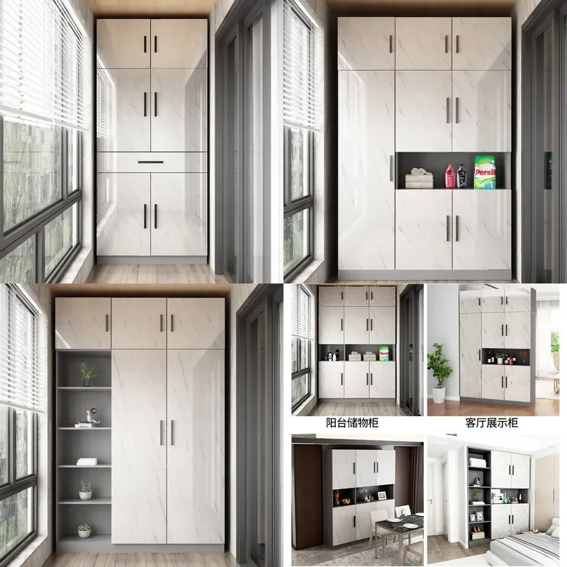 Modern Floor to Ceiling Balcony Storage Cabinet Large Capacity Shoe Locker Bay Window Wardrobe for Entryway