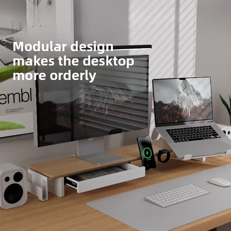 Solid Wood Monitor Stand Riser Modern Modular Computer Desk Organizer Ergonomic Computer Tables Home Office System Z3 Pro