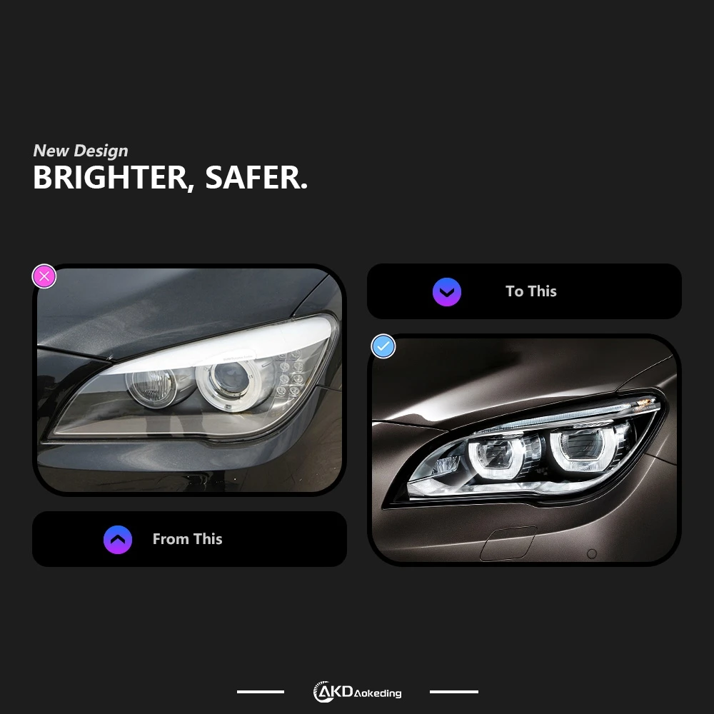Auto Parts For BMW F02 Headlights 2009-2014 F01 LCI latest Styling LED Daytime Lights Dual Projector Car Accesorios Modified