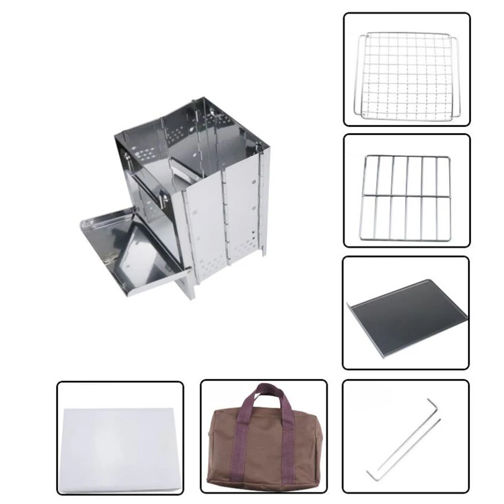 

Folding Charcoal Stove Outdoor Camping Cookware Stainless Steel BBQ Grill Mini Collapsible Portable Barbecue