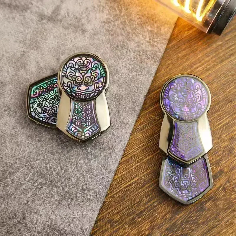 New Tiebro Fritillary Tang Dynasty Armor Metal EDC Stress Relief Slider Mechanical Push-Pull Rotating Fidget Toy for Ages 14-18